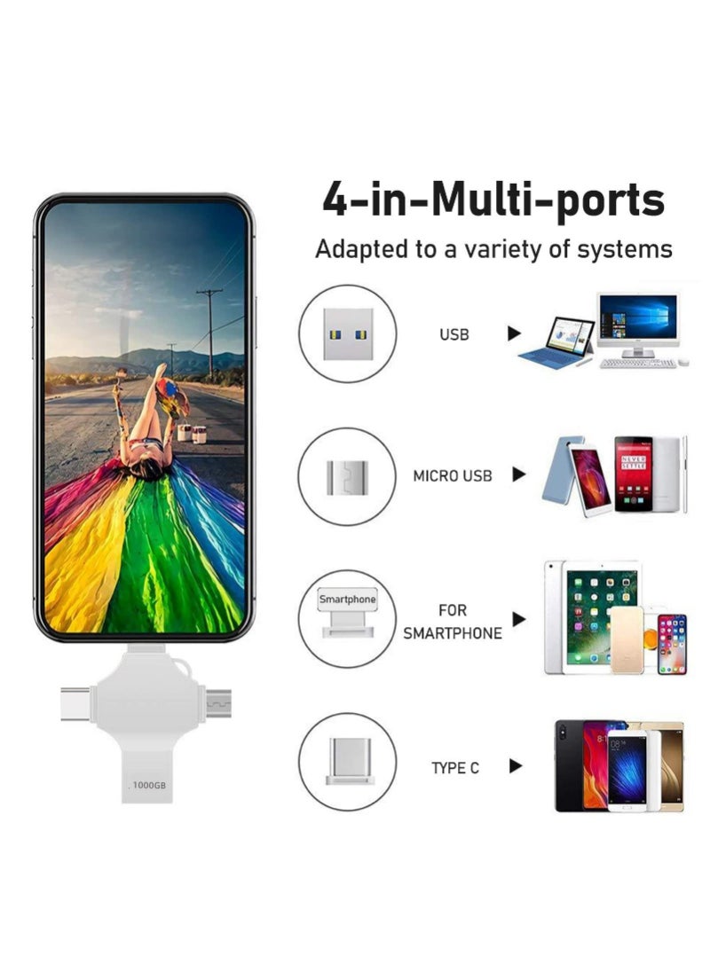 محرك أقراص USB محمول بسعة 1 تيرابايت لهاتف Iphone 4 في 1 Otg ذاكرة USB 3.0 Type-C Micro USB تخزين خارجي لأجهزة Ipad والهواتف التي تعمل بنظام Android والكمبيوتر الشخصي  - Image 4