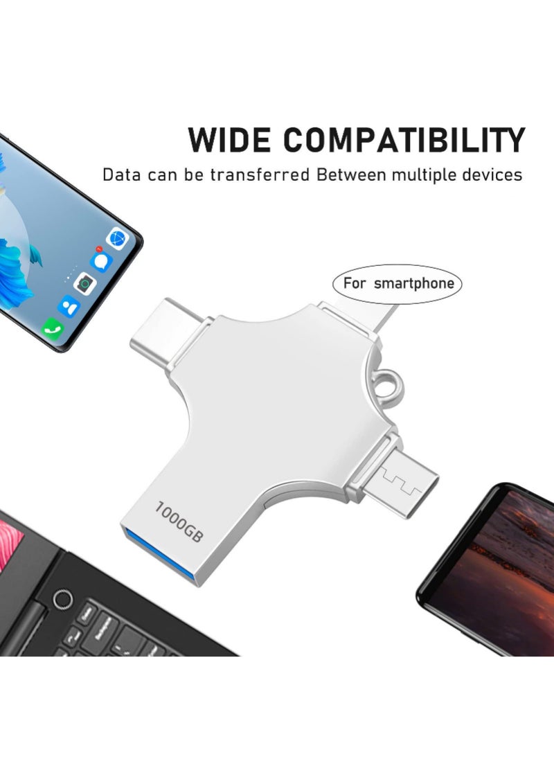 محرك أقراص USB محمول بسعة 1 تيرابايت لهاتف Iphone 4 في 1 Otg ذاكرة USB 3.0 Type-C Micro USB تخزين خارجي لأجهزة Ipad والهواتف التي تعمل بنظام Android والكمبيوتر الشخصي  - Image 3