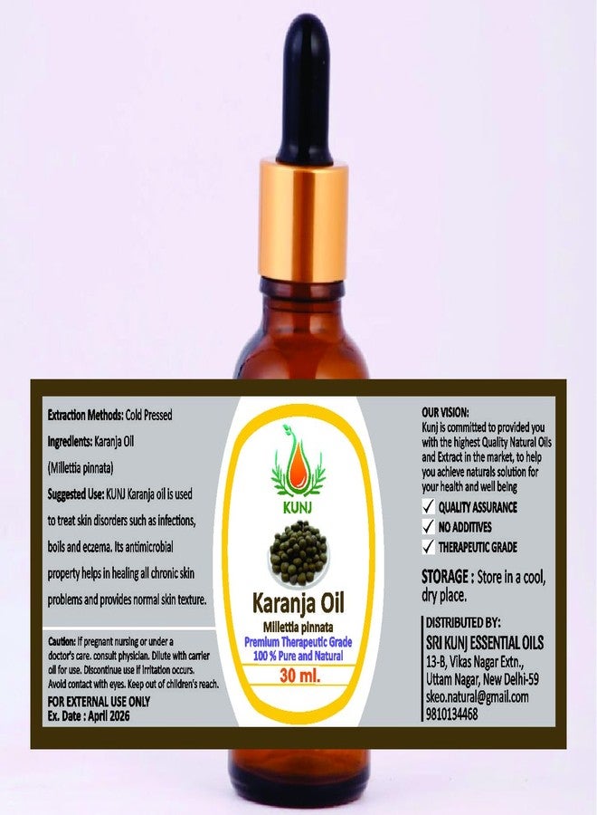 KUNJ Karanj Oil (Millettia pinnata) 30ML - 100% Pure & Natural, Undiluted, Cold Pressed - Therapeutic Grade Oil for Skin, Hair, Scalp, Dryness & Nourishment - Image 5