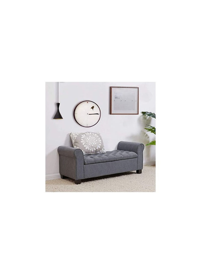 R2R FURNITURE Large Tufted Ottoman,Modern Armed Storage Bench Foot Rest Stool