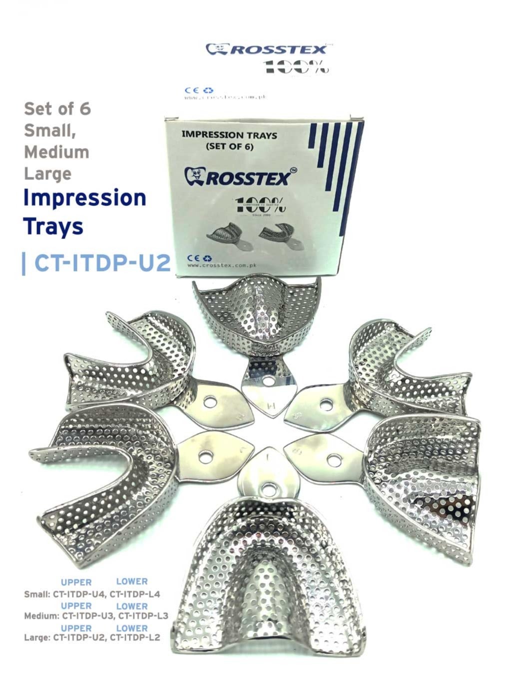 Crosstex Dental Impression Tray dentulous perforated upper l (set