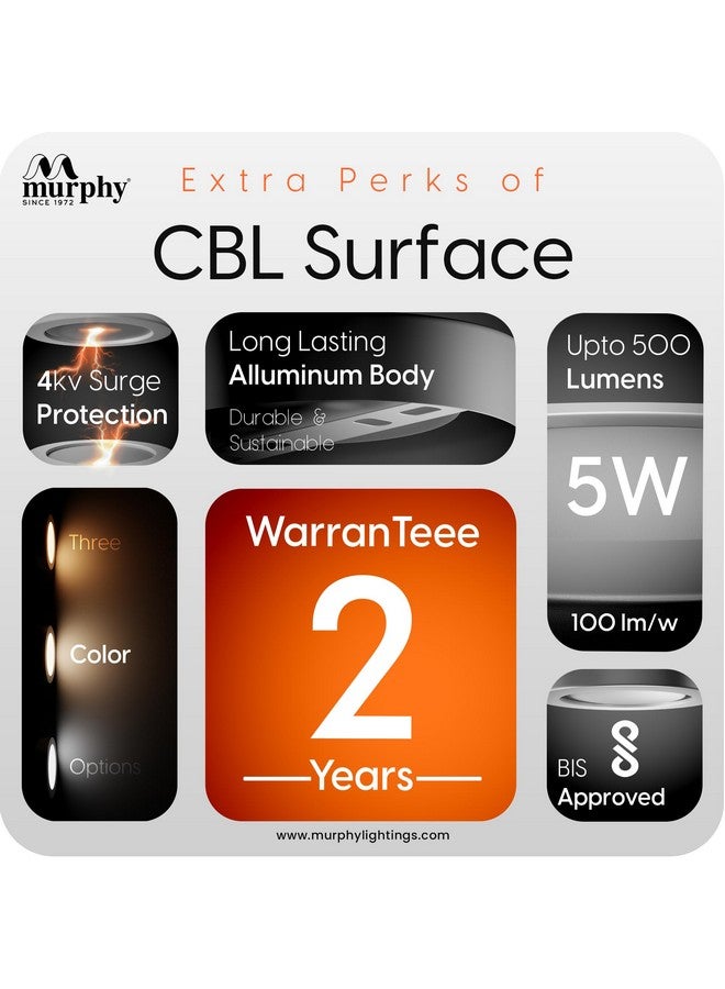 Murphy Aluminium 5W CBL 3-in-1 Round Surface Down Light Color Changing Light (Cool White/Warm White/Natural White, Pack of 2) - Image 5