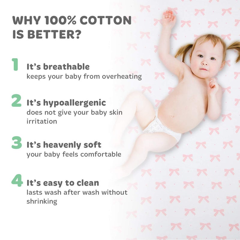 Joey + Joan Cradle Sheets Fitted 18 x 36 â€“ Compatible with Arms Reach Co Sleeper Clear Vue, Cambria, Mini Ezee Bassinets â€“ Fits Without Bunching Mattress â€“ Snuggly Soft Jersey Cotton â€“ Pink â€“ 2 Pack - Image 5