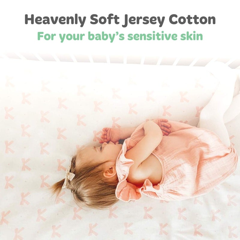 Joey + Joan Cradle Sheets Fitted 18 x 36 â€“ Compatible with Arms Reach Co Sleeper Clear Vue, Cambria, Mini Ezee Bassinets â€“ Fits Without Bunching Mattress â€“ Snuggly Soft Jersey Cotton â€“ Pink â€“ 2 Pack - Image 4