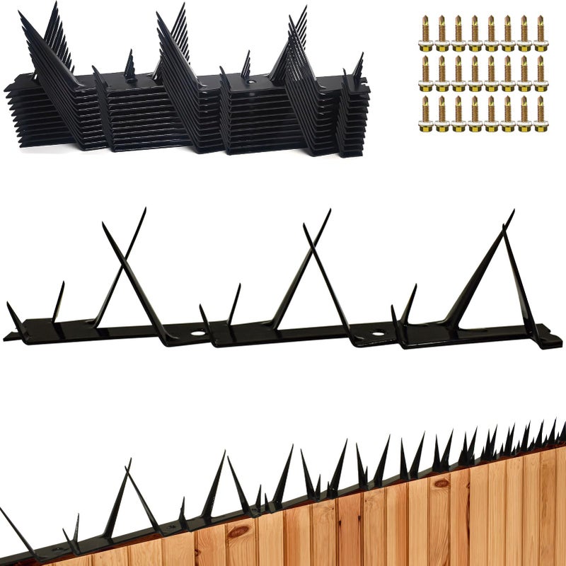 TIQUKDELY Heavy Duty Metal Fence Spikes-Anti Climb Security Spikes For Fence And Wall-Intruder And Animal Deterrent (Black  178 Inches) - Image 1