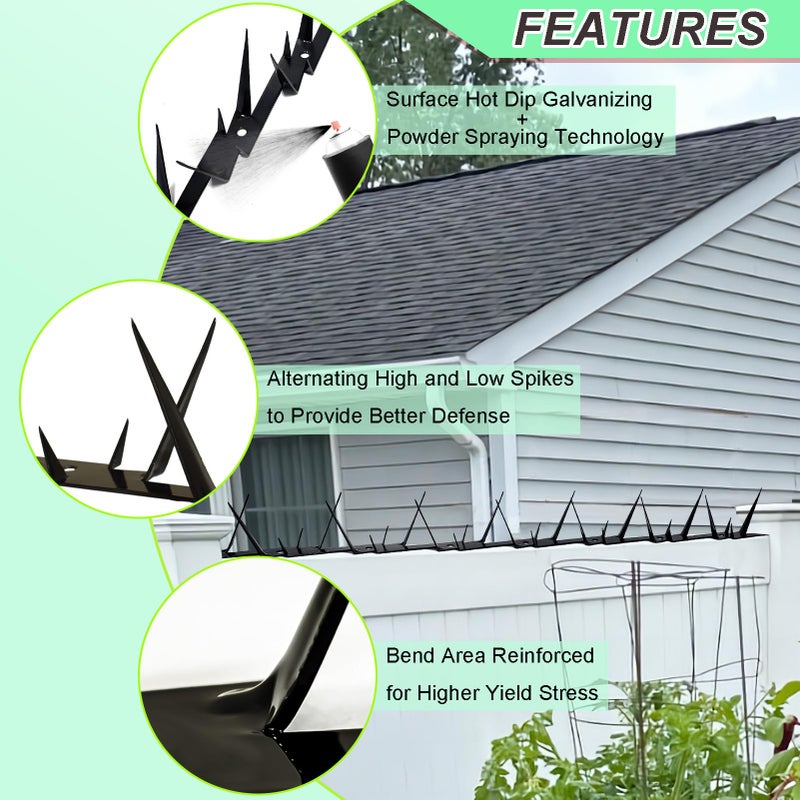 TIQUKDELY Heavy Duty Metal Fence Spikes-Anti Climb Security Spikes For Fence And Wall-Intruder And Animal Deterrent (Black  178 Inches) - Image 3