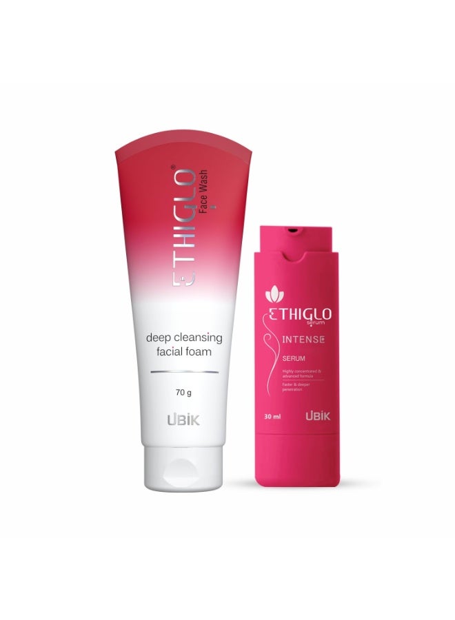 إيثيجلو مجموعة إيثيغلو للعناية بالوجه - غسول للوجه 70 مل وسيروم 30 مل | ينعش البشرة لإطلالة صحية ومشرقة | مناسب لجميع أنواع البشرة - Image 1
