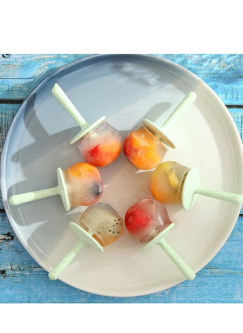 AROAQ - Ice Cream Ice Pops Mold, 6 Grids Wheat Straw Ice Cream Ball Maker Popsicles, Multifunctional Ice Pop Mold Maker For Home Pink - Image 1