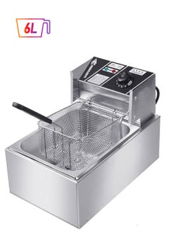 Electric Deep Fryer, 6L High Capacity, Stainless Steel Countertop Single Tank Deep Fryer w/Fryer Basket, for French Fries Fried Chicken Donuts and More, For Commercial & Household