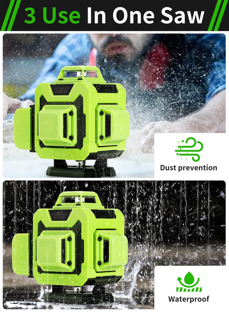 16-line laser level with tripod, 4x360° 4D automatic leveling, 2 batteries, with remote control, multiple brackets, for construction and renovation