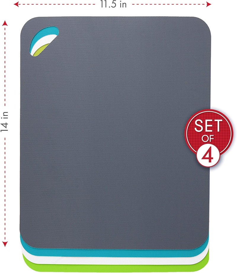 Dexas Heavy Duty Grippmat Flexible Cutting Board Set of Four, 11.5 by 14 inches, Gray/Turquoise/White/Green - Image 3