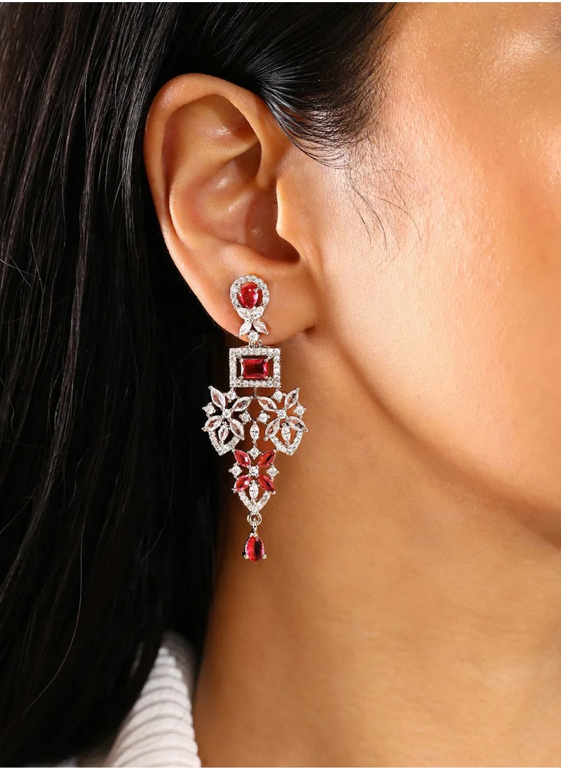 برياسي Plated American Diamond Contemporary Drop Earrings