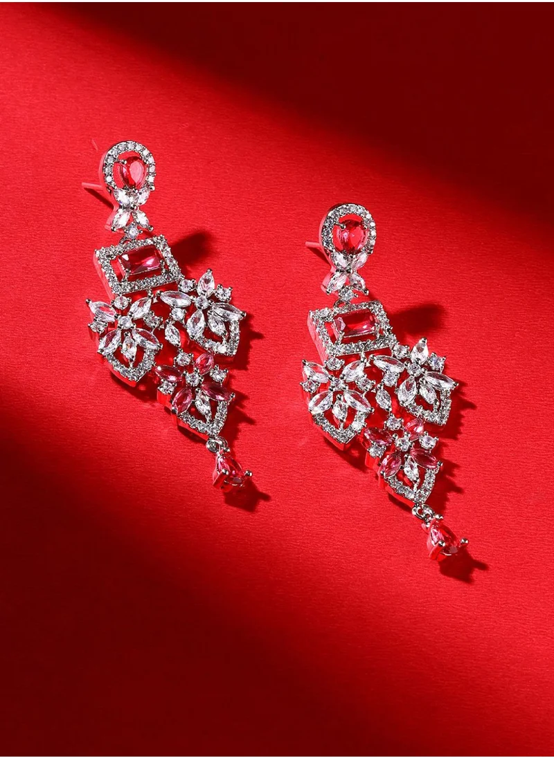 Priyaasi Plated American Diamond Contemporary Drop Earrings