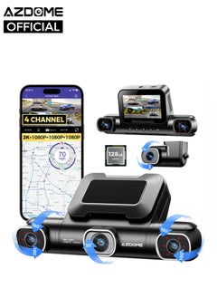 Azdome M660 4 Channel Car Dash Cam with All-Around Recording Voice Control, Night Vision, Super Capacitor and Free App