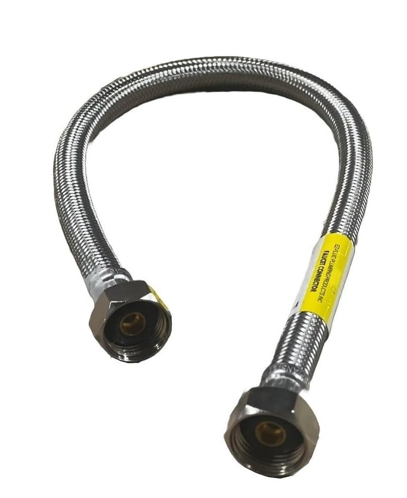 EZFluid 30Inch 12 FIP X 12 FIP Stainless Steel Braided Faucet Supply Line ConnectorFaucet Water Supply Hose Connector Lines Facuet Water Supply Line For BathroomKitchen sink Facuet 1Pc