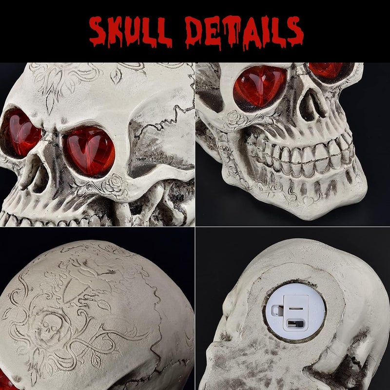 EXP VISION LED Skull Statue Light for Halloween Bar Table Decor, Night Light Resin Skull Prop Horror Haunted House Party Ornament Decoration with LED Light Up Eyes Desk Lamp for Cool Holiday or Birthday Gift - Image 5