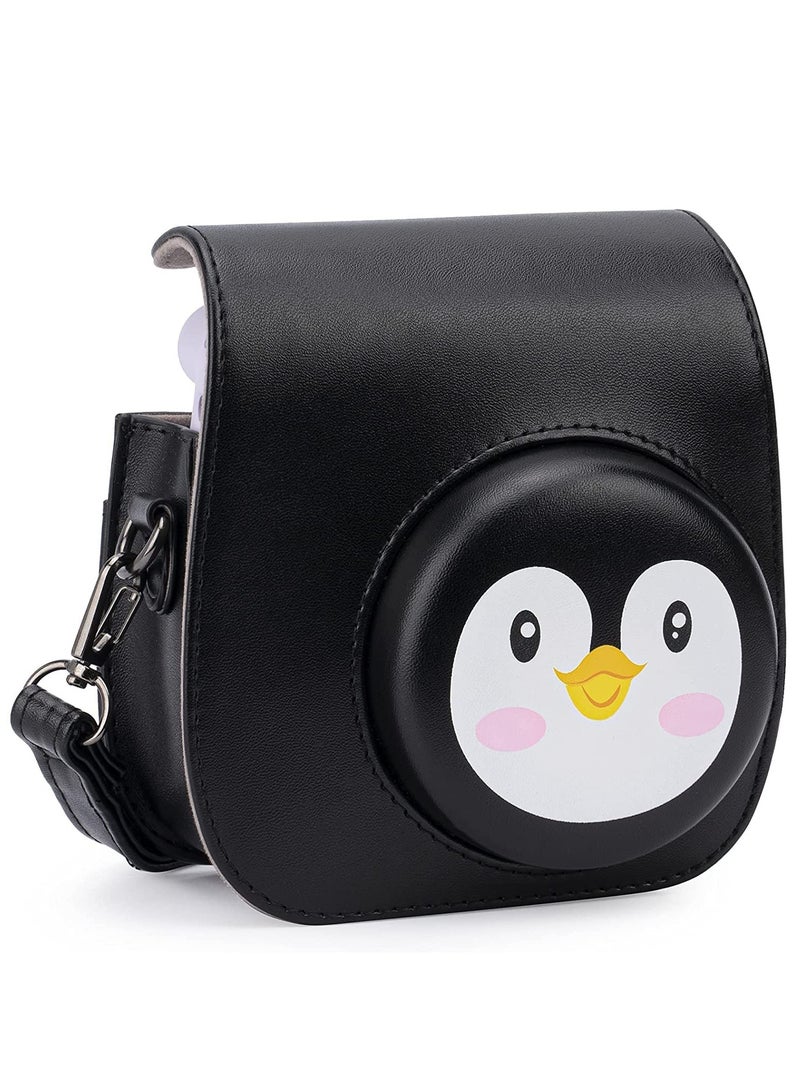 PU Leather For Instax Camera Compact Case for Fujifilm Instax Mini 11/9/8/8+ Instant Film Camera Black Penguin - Image 1