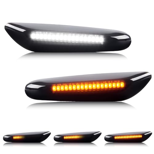 Gempro Switchback Sequential Amber White LED Side Marker Lights Turn Signal Lamps for BMW E84 E81 E82 E87 E88 E90 E91 E92 E93 E46 E53 X3 E83 X1 Smoke Len 2PCS - Image 1