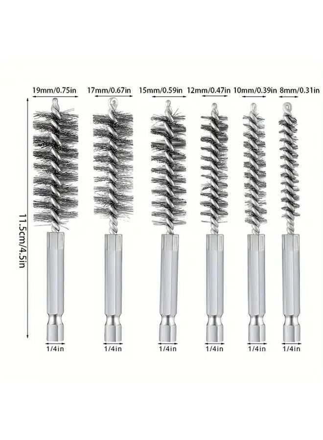 6pcs Stainless Steel Wire Pipe Brush Set Multi Specification Rust Removal Polishing - Image 3
