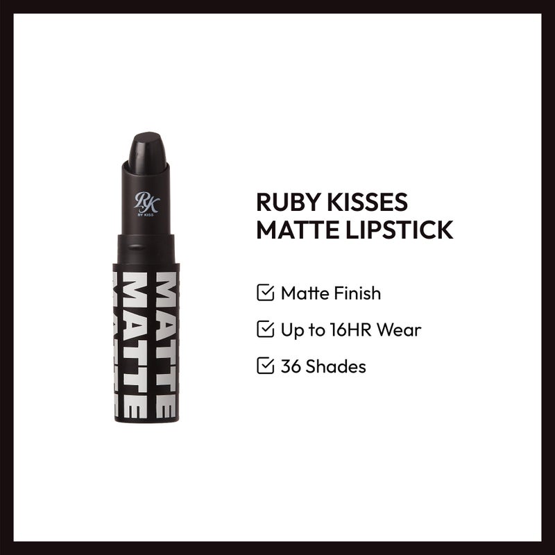 Ruby Kisses Ultra Matte Super Rich Lipstick 3.5g/0.12oz (RMLS14 BLACKISM) - Image 3