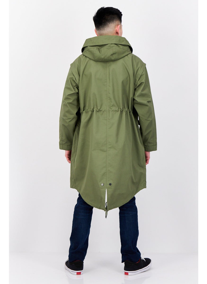 ESPRIT - Men Plain Trench Coat Jacket, Olive - Image 1