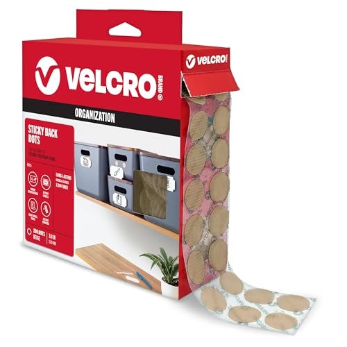 VELCRO Brand Sticky Back Dots 200 Pk Beige 34 Circles Perfect for Classroom Home or Office Adhesive Backed Round Hook and Loop Strips 90140