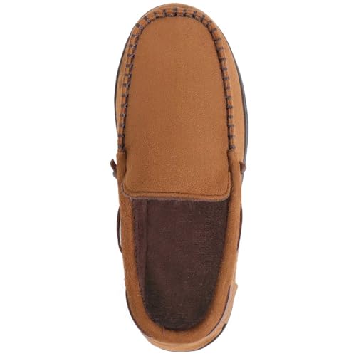 Zigzagger Men's Moccasin Slippers Memory Foam House Shoes, Indoor and Outdoor Warm Loafer Slippers, Camel, 11.5 M US - Image 4