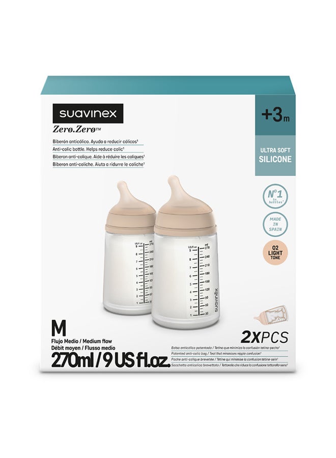 SUAVINEX Zero Zero Anti Colic Baby Feeding Bottle, No 1 Spanish Baby Feeding Bottle Brand, Perfect For Breastfeeding Babies 270Ml x2 Set Of 2 - Light - Image 2