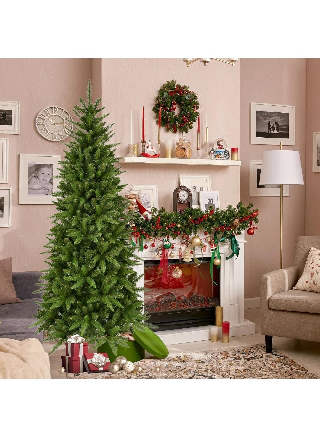 AUTOYSUR 5ft / 6ft / 7ft / 8ft / 10ft Artificial Pencil Christmas Tree Hinged Realistic Slim Xmas Tree w/Sturdy Metal Stand, Fake Christmas Tree with 610 / 850 / 1180 / 1561 / 2151 Tips for Home, Office, Party Decoration Indoor - Image 5