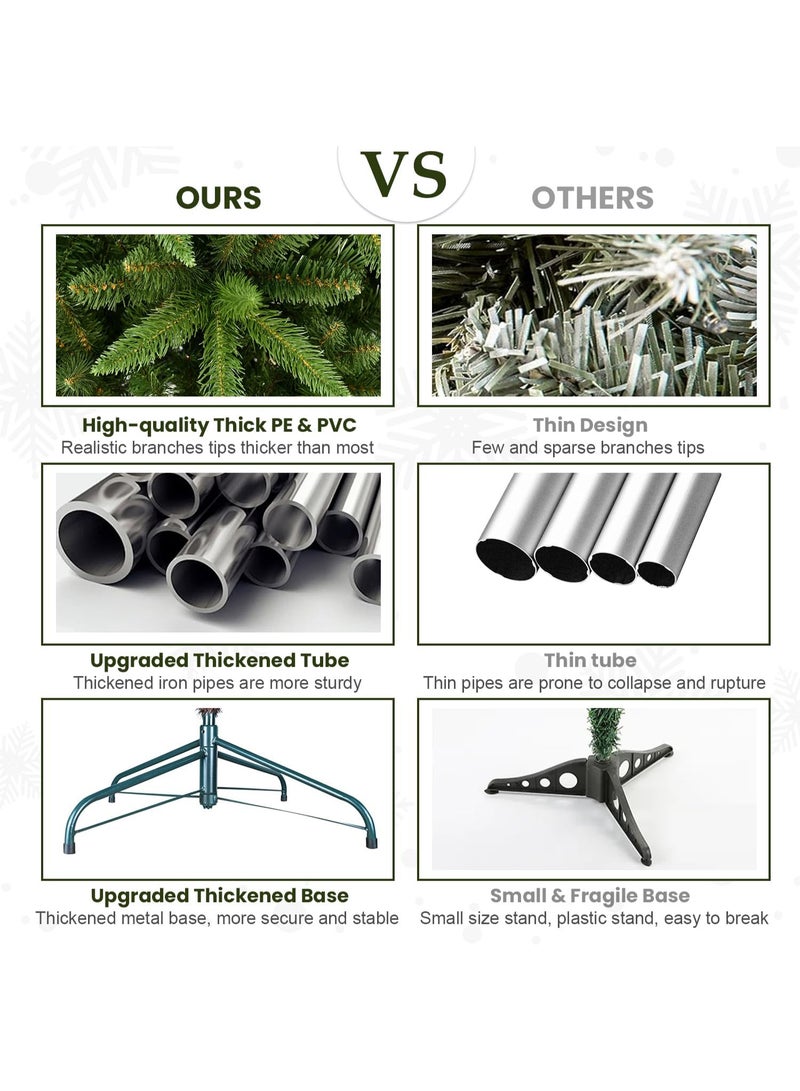 AUTOYSUR 5ft / 6ft / 7ft / 8ft / 10ft Artificial Pencil Christmas Tree Hinged Realistic Slim Xmas Tree w/Sturdy Metal Stand, Fake Christmas Tree with 610 / 850 / 1180 / 1561 / 2151 Tips for Home, Office, Party Decoration Indoor - Image 4