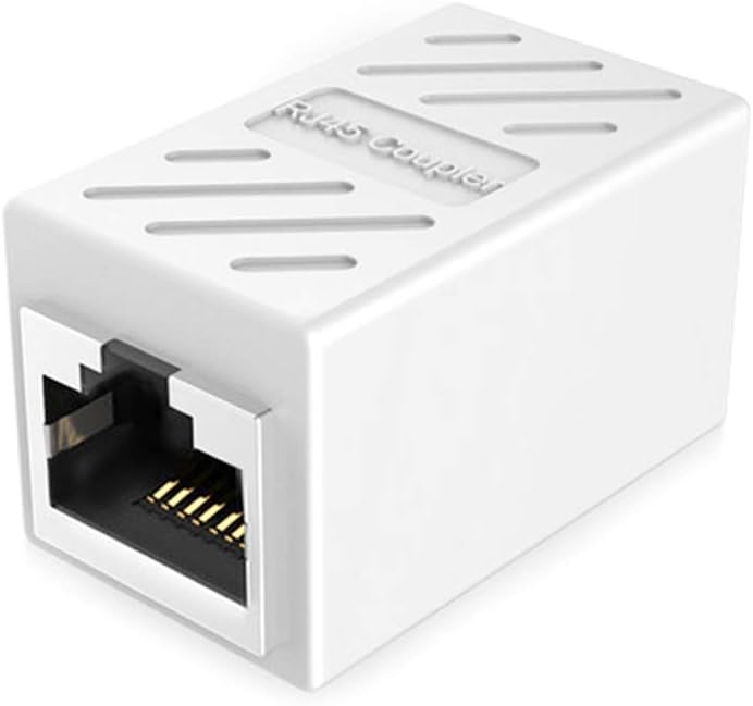 PLUSPOE RJ45 Network Coupler, 2 Pack Ethernet in Line LAN Connector Plugs for Cat5 Cat5e Cat6e Cat7 Cable Extender Female to Female (White) - Image 3