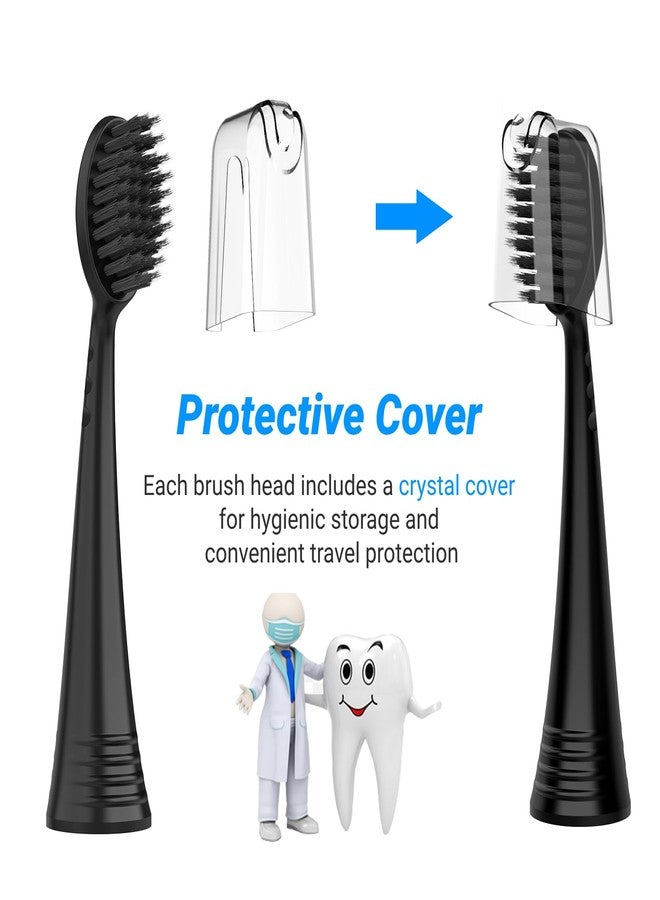FreFeel Replacement Brush Heads for Burst Original & Pro Sonic Electic Toothbrushes, 5 Count with Travel Covers, Black for Adults - Image 3