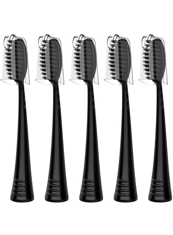 FreFeel Replacement Brush Heads for Burst Original & Pro Sonic Electic Toothbrushes, 5 Count with Travel Covers, Black for Adults - Image 1