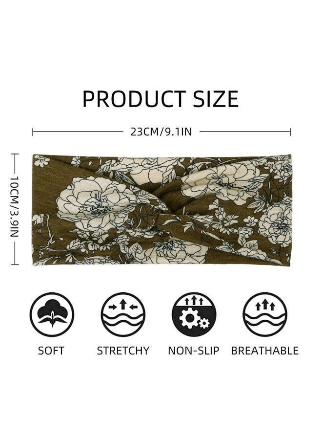 AKTVSHOW Headbands for Women Knotted Headband Elastic Head Bands Women's Hair Band Non-Slip Turban Boho Printed Stylish Sport Sweat Hair Wrap for Girls Cute Hair Accessories 4PCS  - Image 2