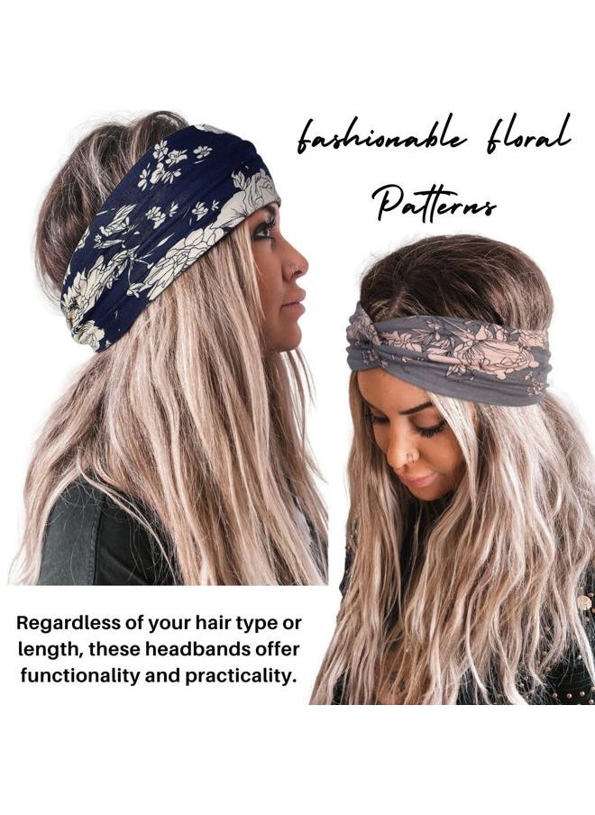 AKTVSHOW Headbands for Women Knotted Headband Elastic Head Bands Women's Hair Band Non-Slip Turban Boho Printed Stylish Sport Sweat Hair Wrap for Girls Cute Hair Accessories 4PCS  - Image 3