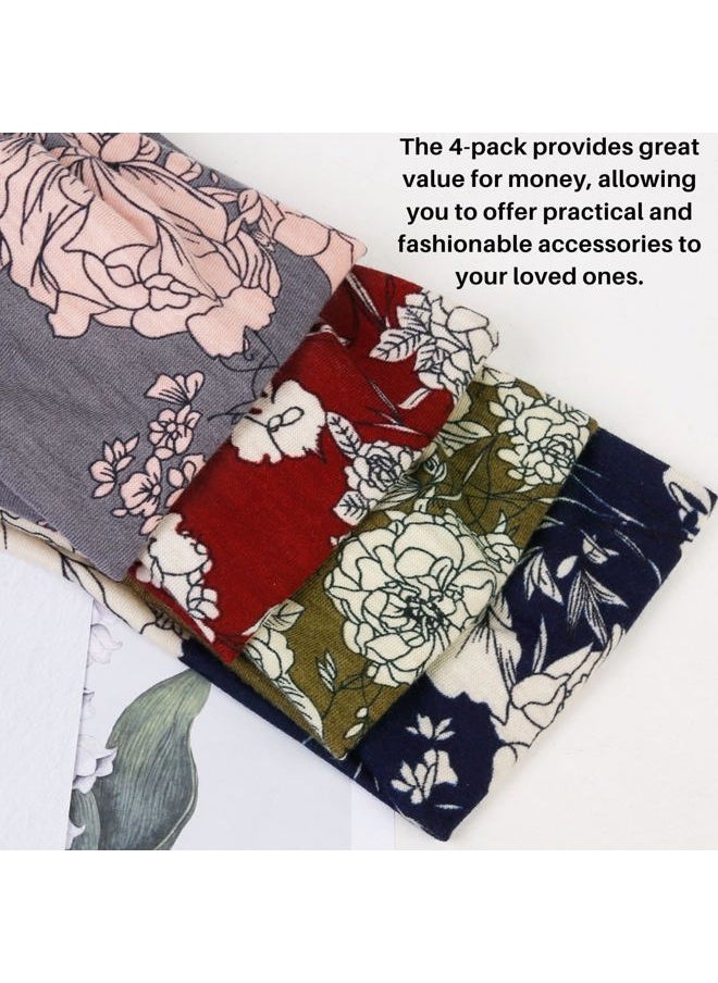 AKTVSHOW Headbands for Women Knotted Headband Elastic Head Bands Women's Hair Band Non-Slip Turban Boho Printed Stylish Sport Sweat Hair Wrap for Girls Cute Hair Accessories 4PCS  - Image 5