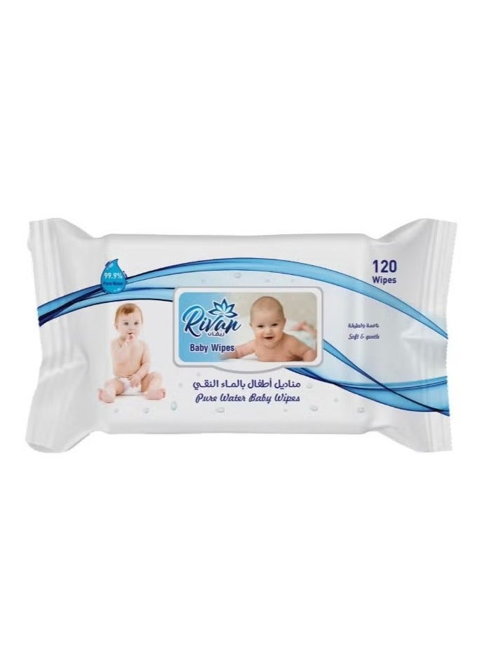 ريفان مناديل مبللة ريفان بالماء النقي 120 منديل