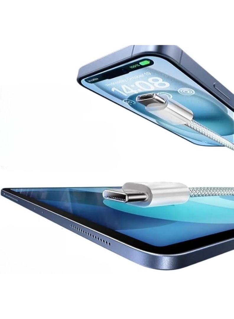 كابل USB-C إلى USB-C عالي الجودة – شحن سريع PD بقوة 60 واط ونقل بيانات – أبيض - Image 2