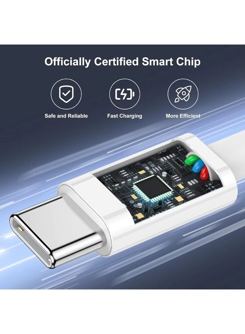 كابل USB-C إلى USB-C عالي الجودة – شحن سريع PD بقوة 60 واط ونقل بيانات – أبيض - Image 4