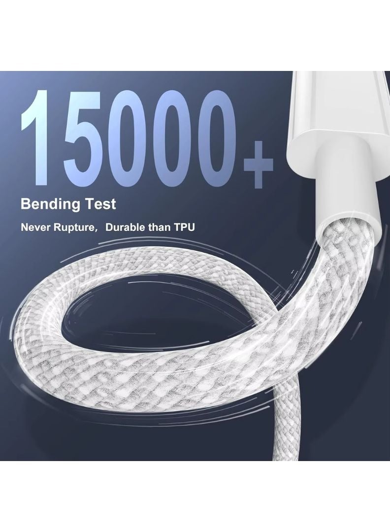 كابل USB-C إلى USB-C عالي الجودة – شحن سريع PD بقوة 60 واط ونقل بيانات – أبيض - Image 5