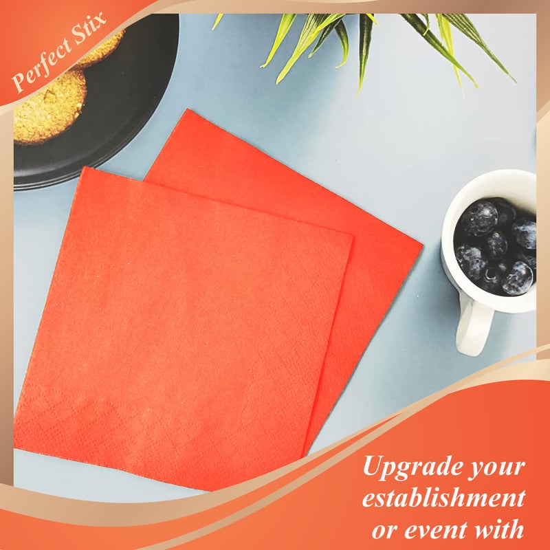 Perfect Stix 2 Ply Orange Beverage Napkins (Pack of 100ct) - Image 4