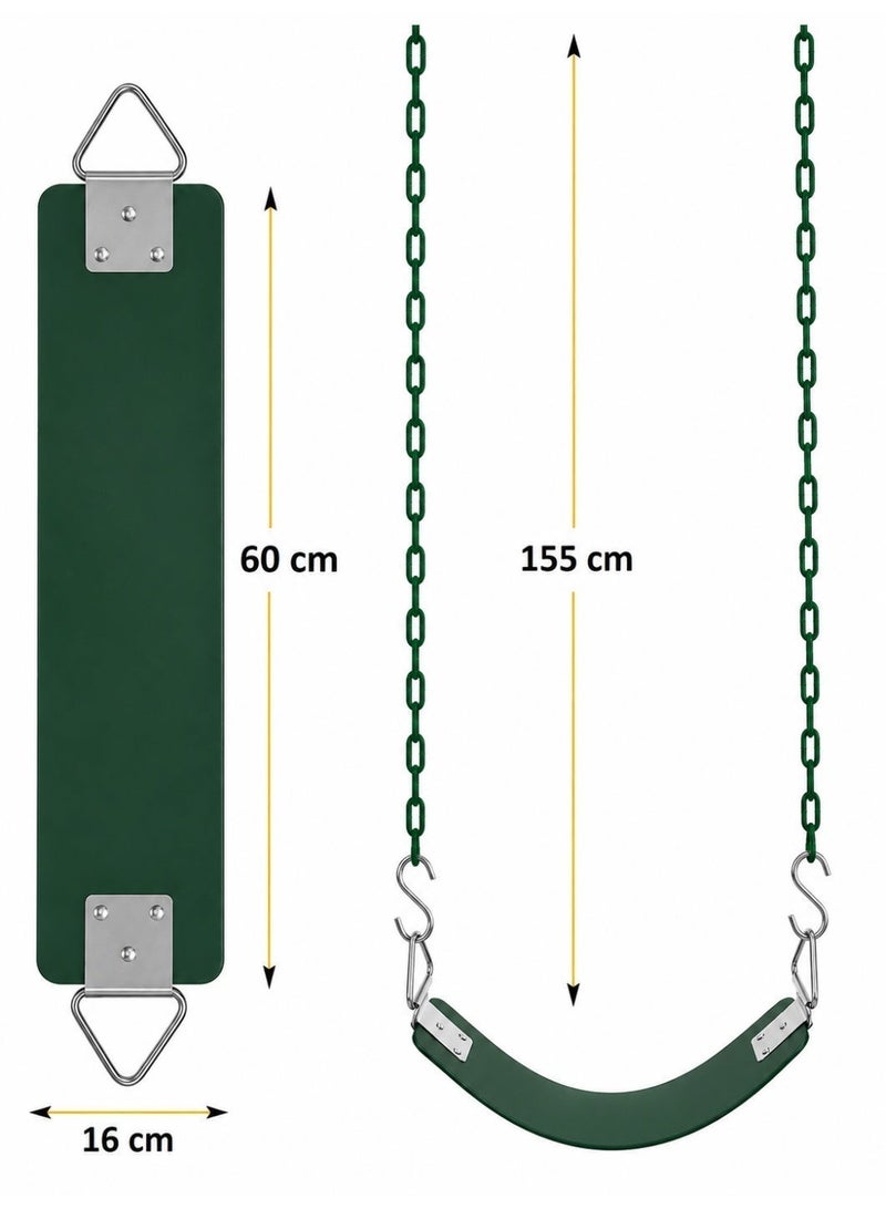 Funz Iron wall swing with swing seat and chains for outdoor activities green color - Image 3