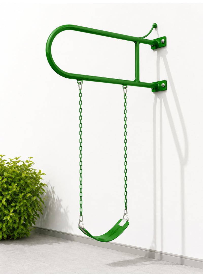Funz Iron wall swing with swing seat and chains for outdoor activities green color - Image 1