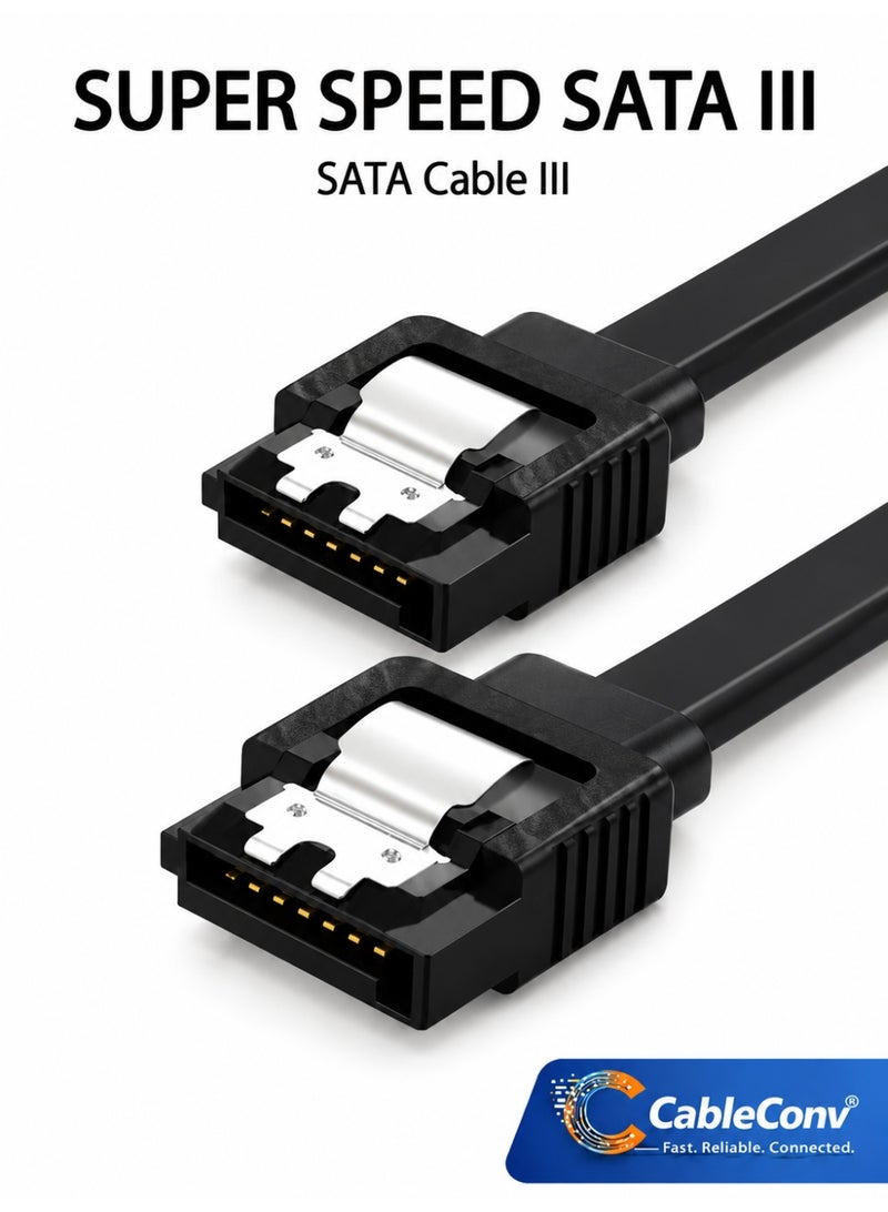 ​كابل كونف كابل بيانات SATA 3.0 لمحركات الأقراص الصلبة - كابل نقل بيانات عالي السرعة مزود بمشبك قفل - متوافق مع SATA I و II - Image 1