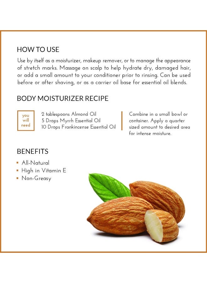 artnaturals زيت اللوز الحلو من آرت ناتشورالز - 100% طبيعي ونقي - زيت ناقل وعلاج غير مكرر من الدرجة العلاجية - Image 3