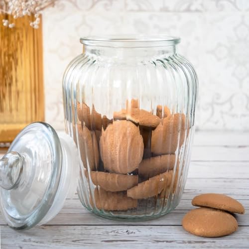 WRINGO 2000ML Airtight Clear Glass Storage Canister with Glass Lid Food Storage Container Jar with POP Sealing Lid for Kitchen Storage and Multipurpose Use (TR-2000ML, Set of 6) - Image 1