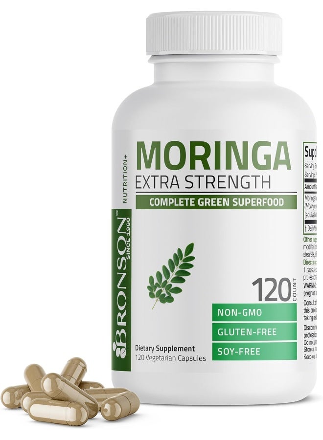 Bronson Moringa 5000 mg Extra High Potency Energizing Superfood Antioxidant, 120 Vegetarian Capsules - Image 1