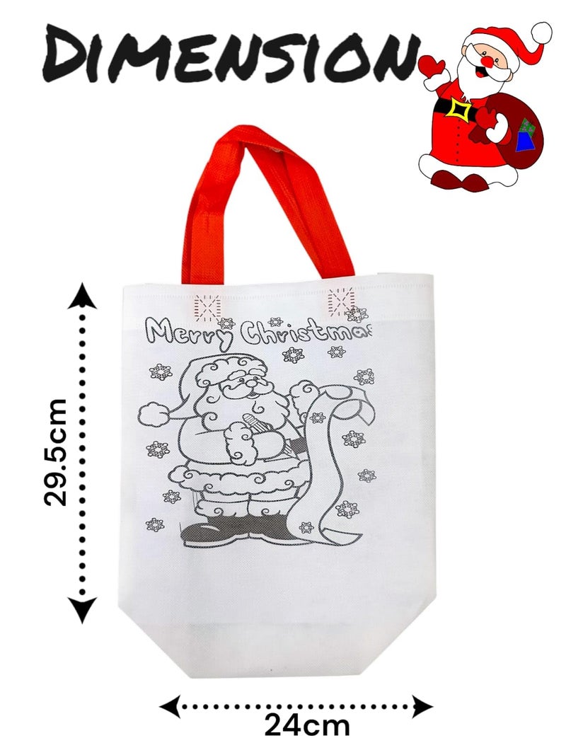 Tera13 TERA 13 Gift Bag For Kids 6 pcs DIY Painting Carry Bag With Color For Girls, Santa Gifts Bag For Kids, Multipurpose Carry Bag, Christmas Party Gift, Gym Bag, Drawstring Bags Gifts (White) - Image 3