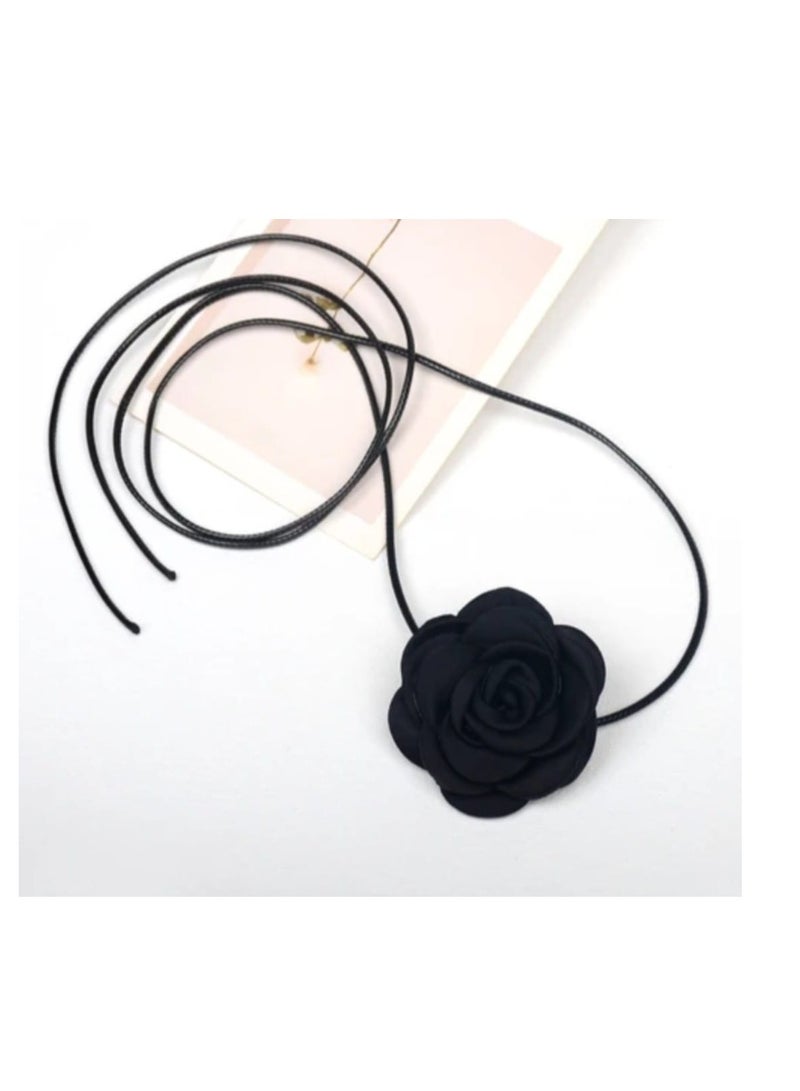 Rose Choker-Necklace In Black - Image 1