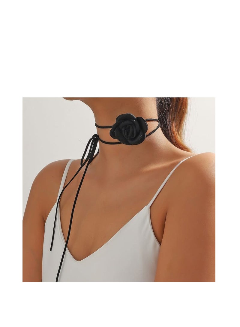 Rose Choker-Necklace In Black - Image 2